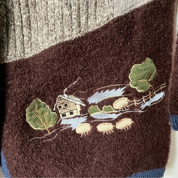 Vintage Climax by Sasha Cardigan Brown Blue Cottagecore Sheep Landscape Sweater - Picture 6 of 9